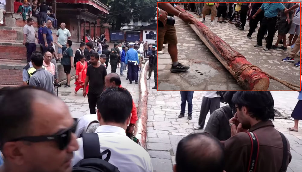 शुभसाइतमा इन्द्रजात्राको लिङ्गो नगर प्रवेश गराइयो