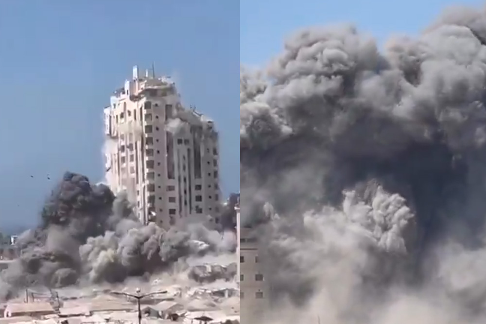 इजरायलले ध्वस्त पार्यो गाजाको दोस्रो ठुलो भवन सुसी टावर