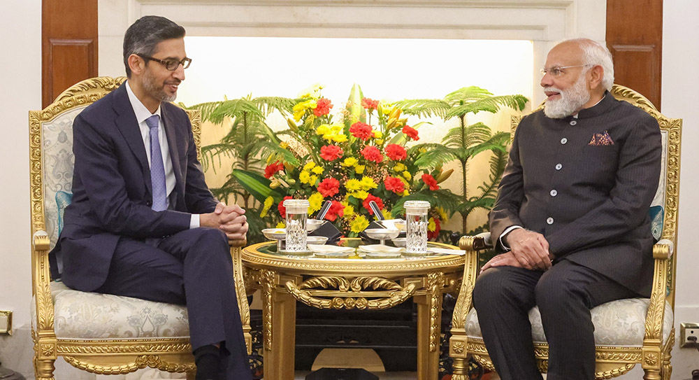 गुगल प्रमुख पिचाईसँग मोदीको भेटवार्ता