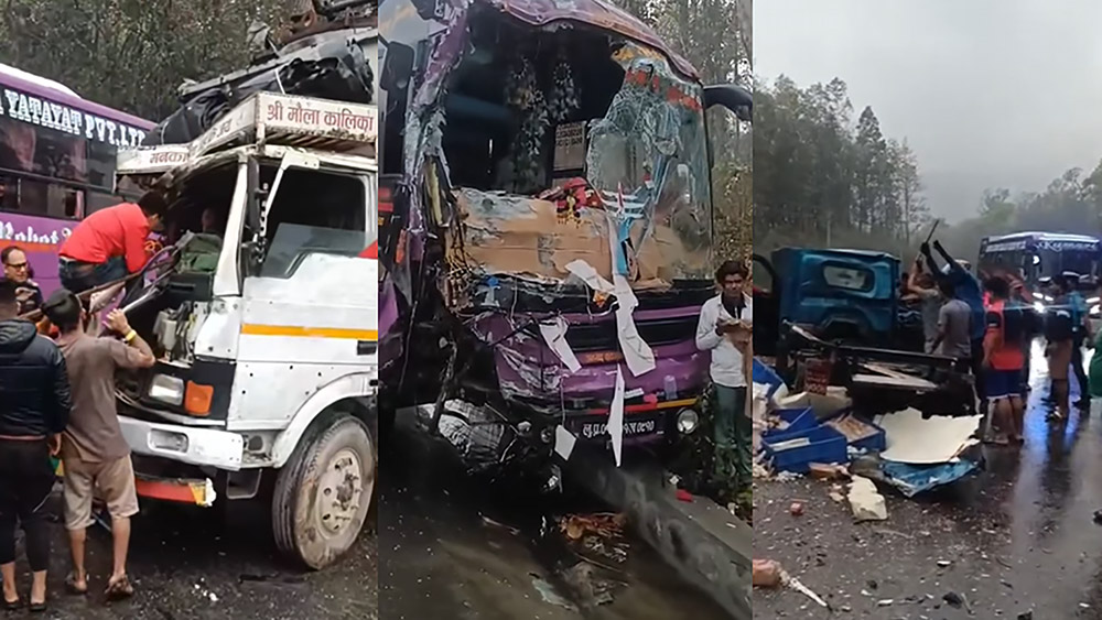 गैंडाकोटमा तीन सवारीसाधन एकापसमा ठोक्किए, १२ जना घाइते