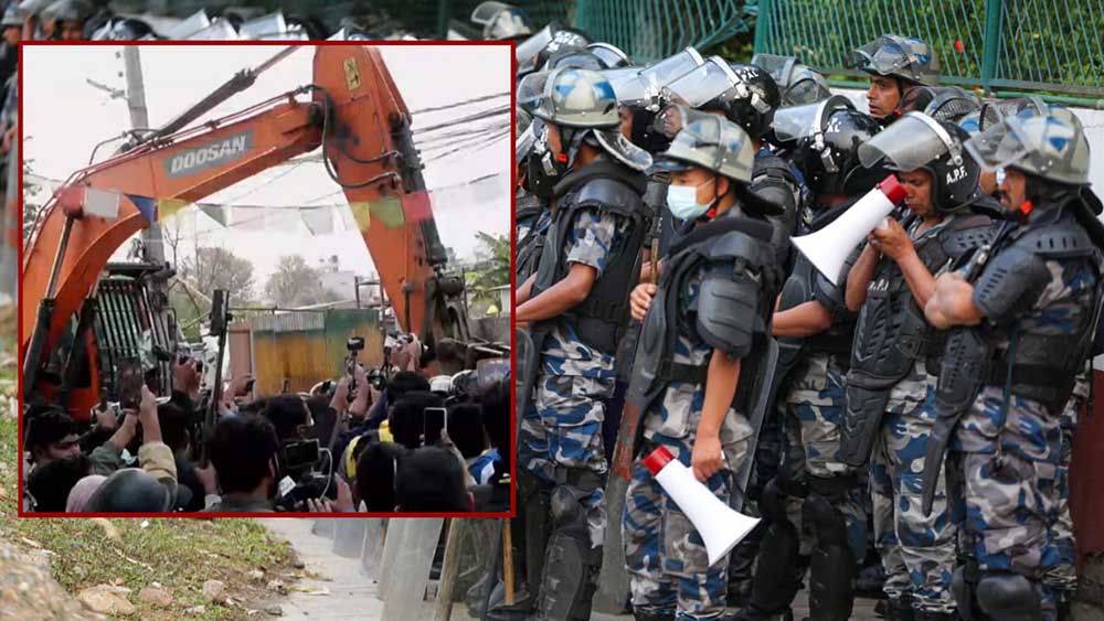 थापाथलीको सुकुम्बासी बस्ती क्षेत्रमा चलन थाल्यो डोजर