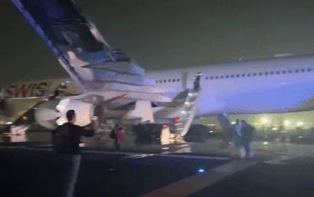 दिल्लीमा स्विस एयरलाइन्सको विमान ठुलो दुर्घटनाबाट बच्यो, ६ जना घाइते